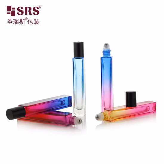 Produits en stock Bouteilles de luxe de parfum de la boule en métal 10ml de couvercle court noir de forme carrée