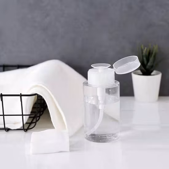 Bouteille distributrice de pompe à pression liquide transparente, bouteille de Toner cosmétique, bouteille de dissolvant de vernis à ongles de maquillage
